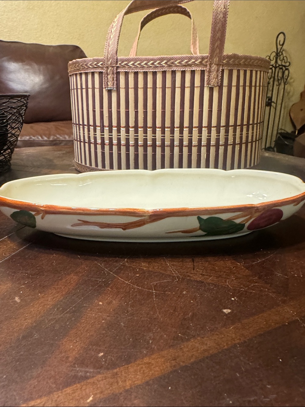 Vintage Franciscan Oval Ceramic Relish Dish Apple Pattern